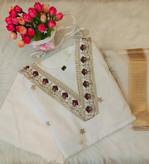 PREMIUM WHITE V NECK KURTI SET KS26